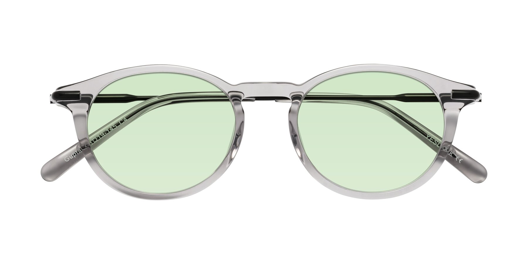 Folded Front of Gupta in Transparent Gray with Light Green Tinted Lenses