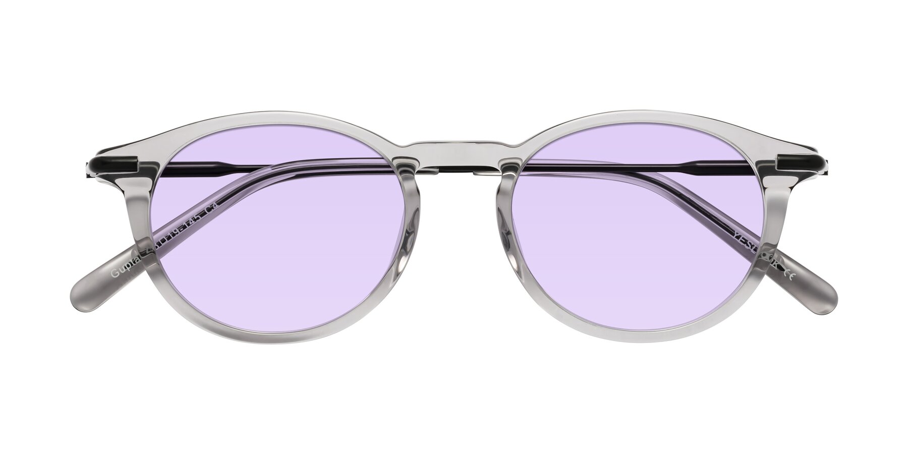Folded Front of Gupta in Transparent Gray with Light Purple Tinted Lenses