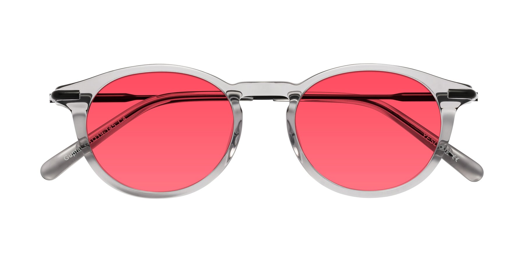 Folded Front of Gupta in Transparent Gray with Red Tinted Lenses