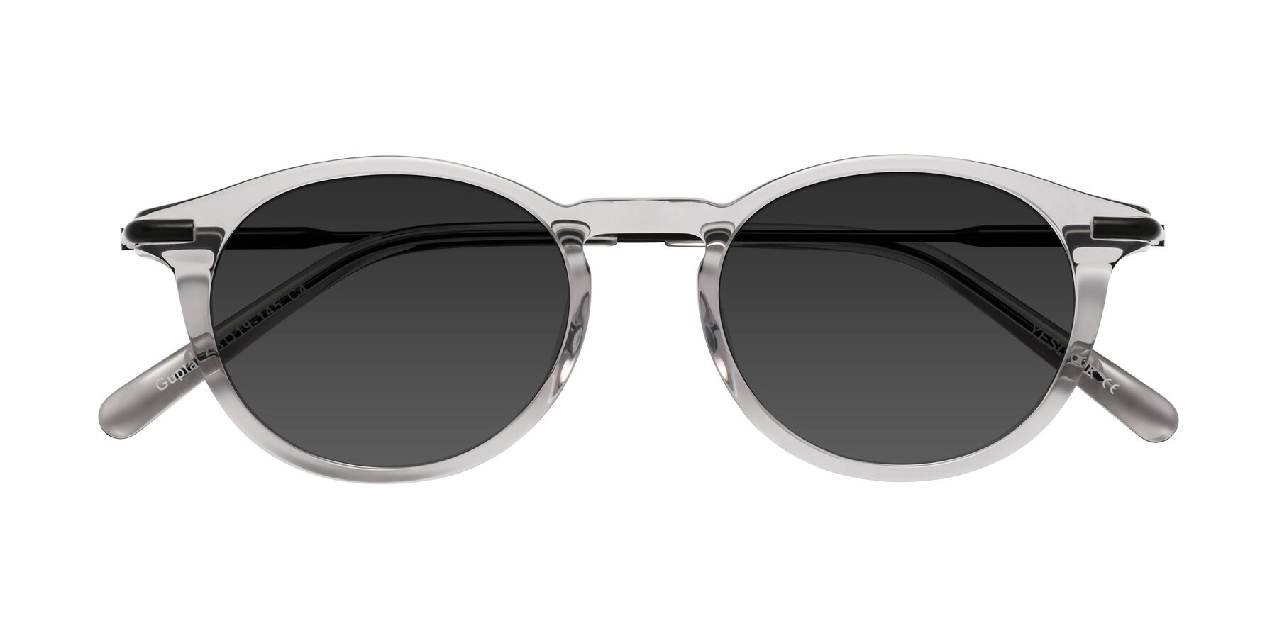 Folded Front of Gupta in Transparent Gray with Gray Tinted Lenses