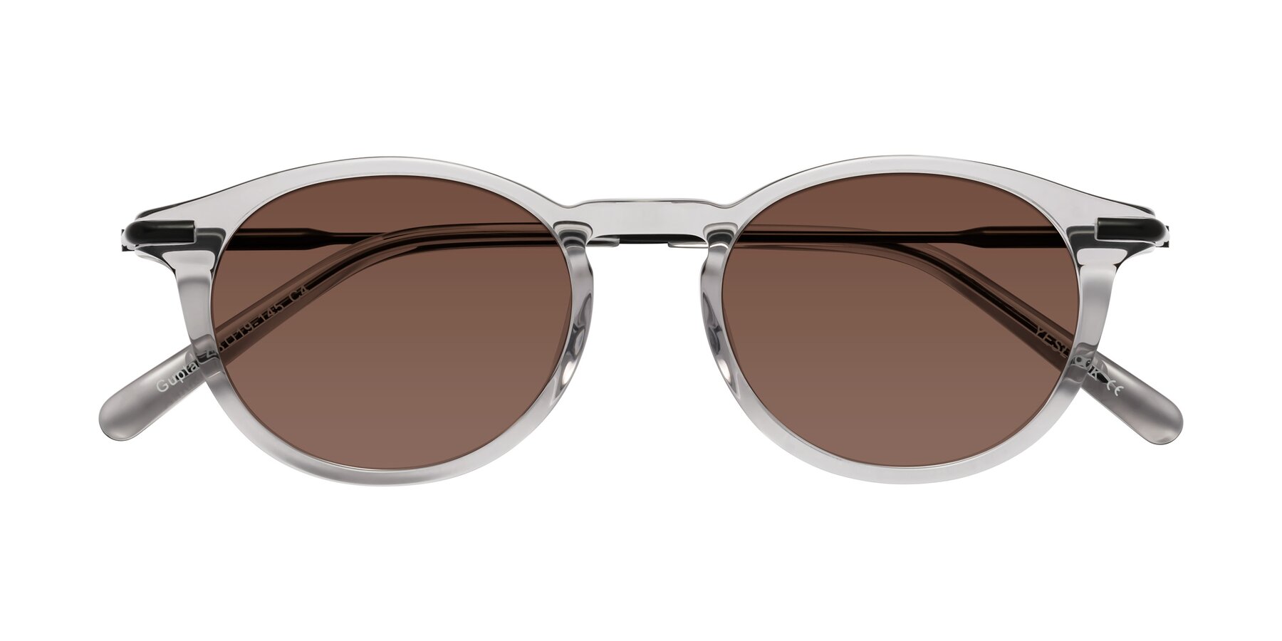 Folded Front of Gupta in Transparent Gray with Brown Tinted Lenses