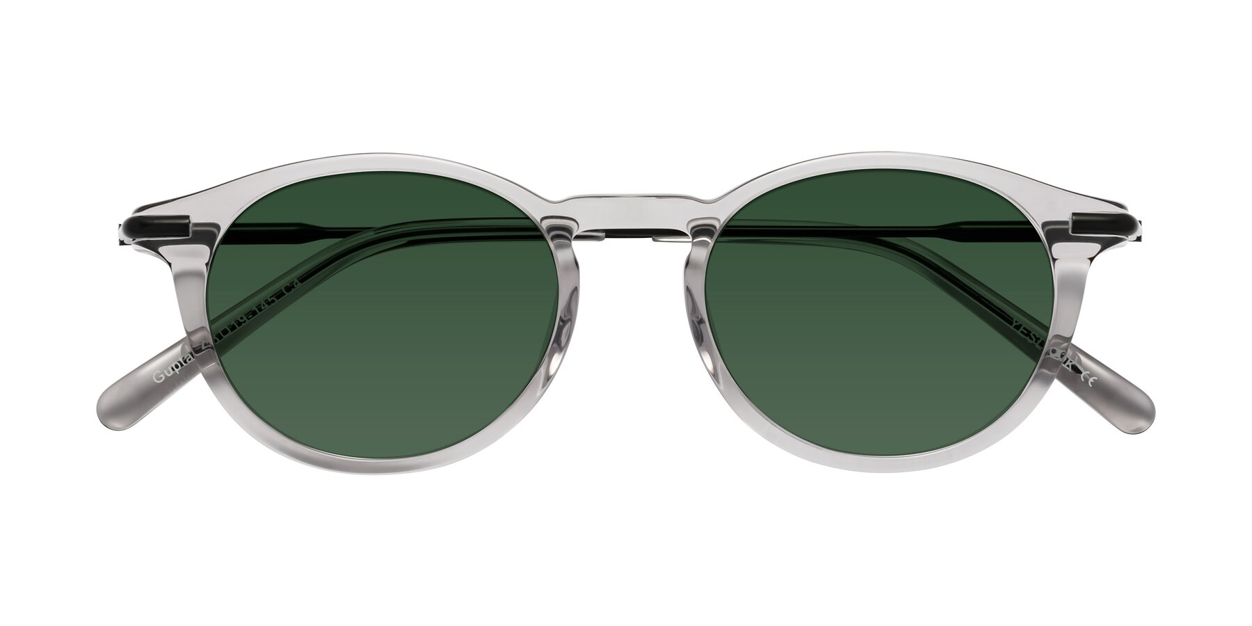 Folded Front of Gupta in Transparent Gray with Green Tinted Lenses