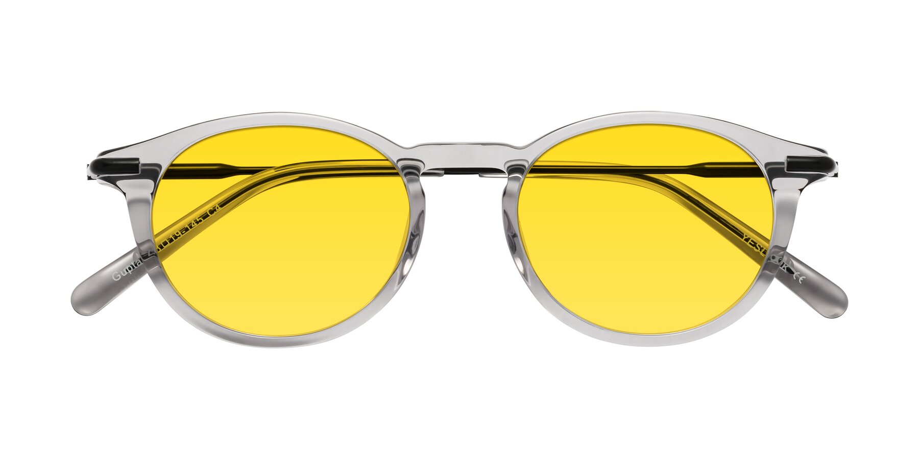 Folded Front of Gupta in Transparent Gray with Yellow Tinted Lenses