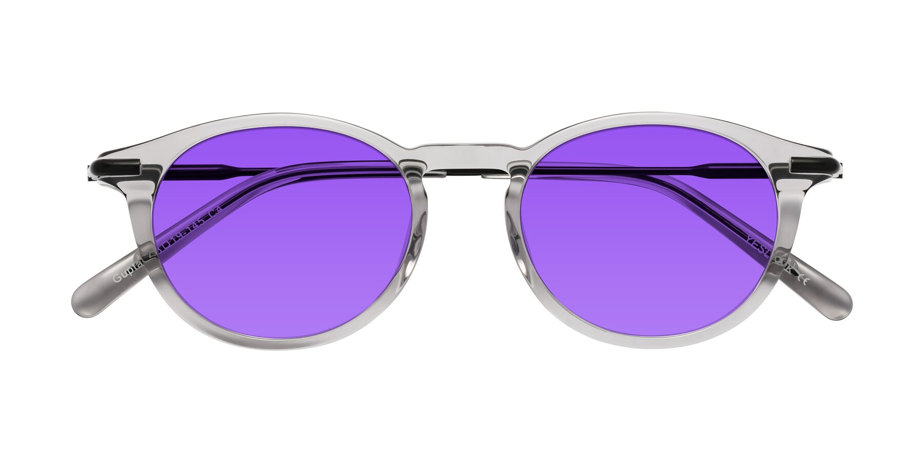 Folded Front of Gupta in Transparent Gray with Purple Tinted Lenses