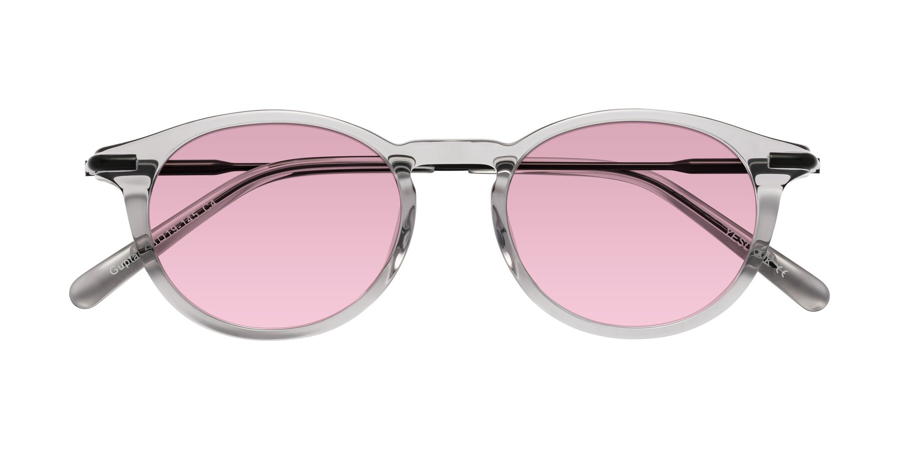 Folded Front of Gupta in Transparent Gray with Light Wine Tinted Lenses