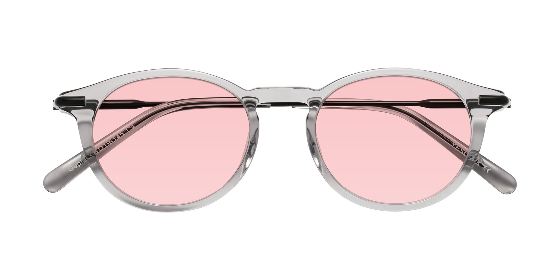 Folded Front of Gupta in Transparent Gray with Light Garnet Tinted Lenses