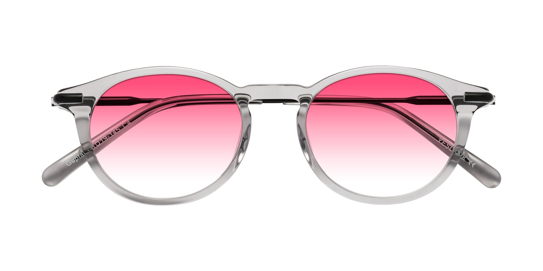 Folded Front of Gupta in Transparent Gray with Pink Gradient Lenses