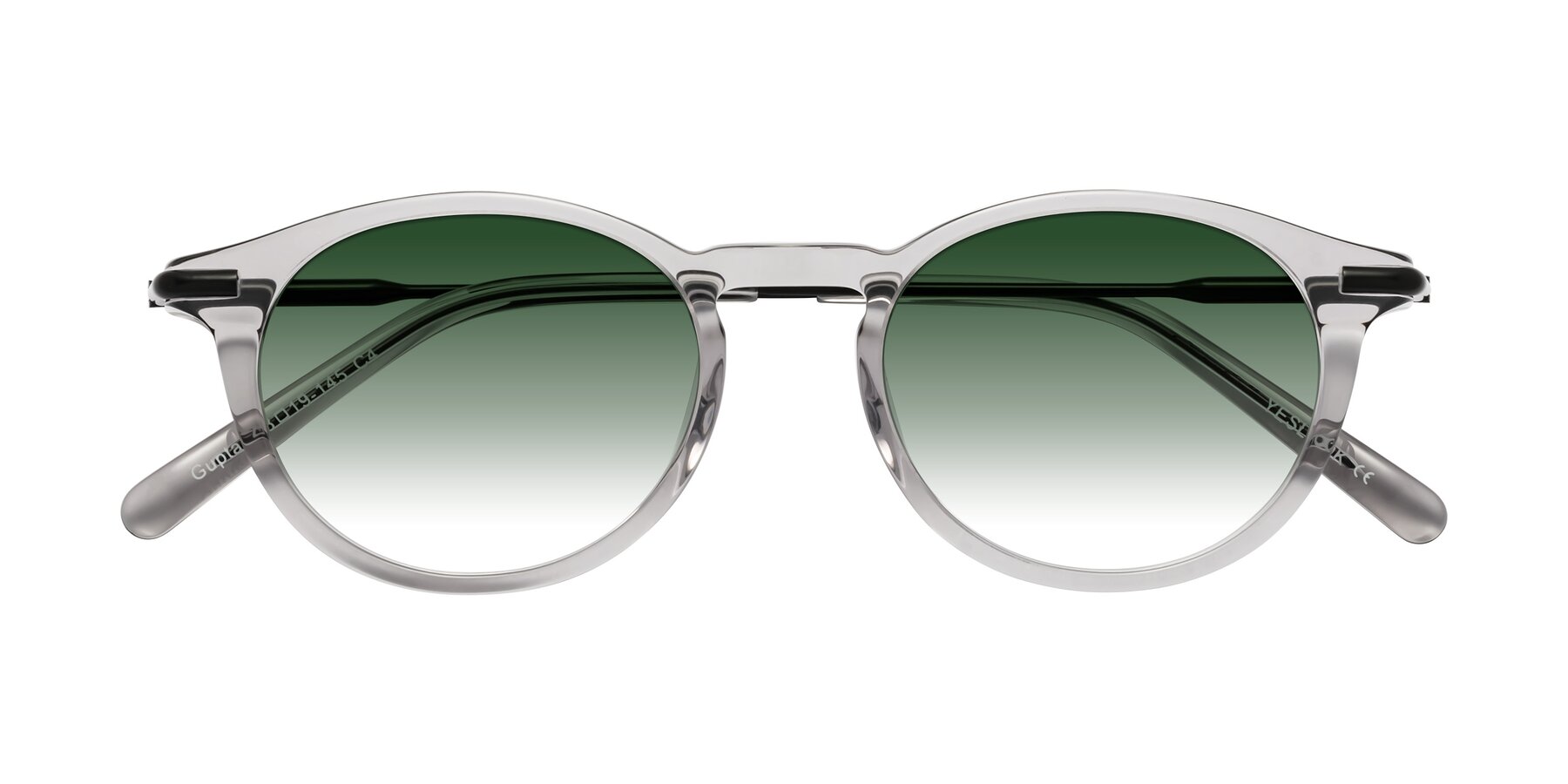 Folded Front of Gupta in Transparent Gray with Green Gradient Lenses