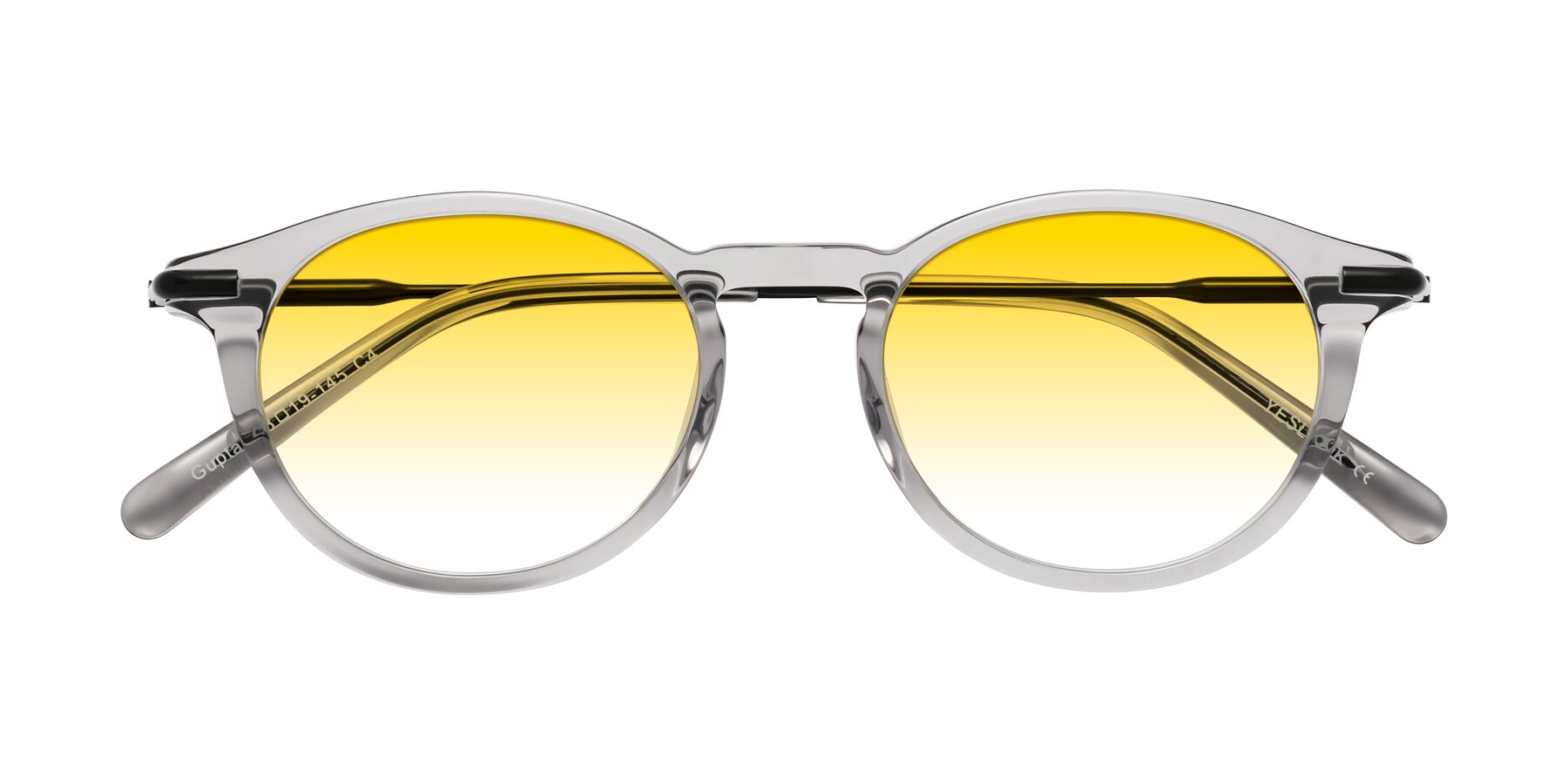 Folded Front of Gupta in Transparent Gray with Yellow Gradient Lenses