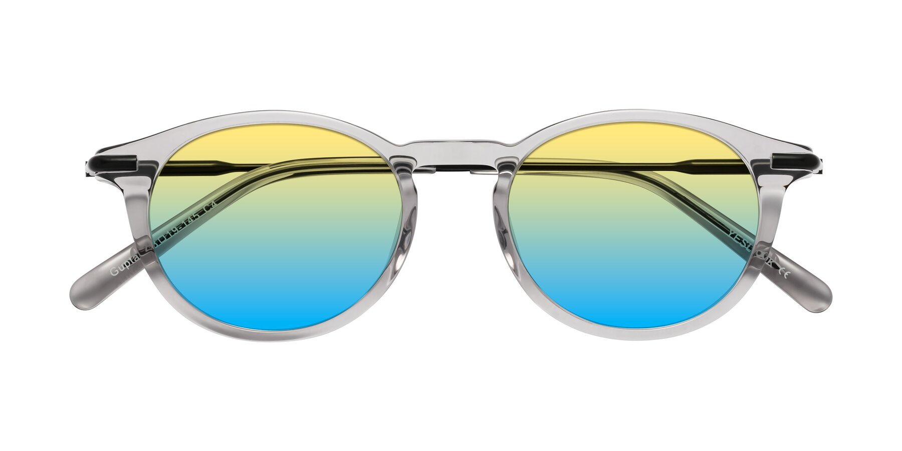 Folded Front of Gupta in Transparent Gray with Yellow / Blue Gradient Lenses