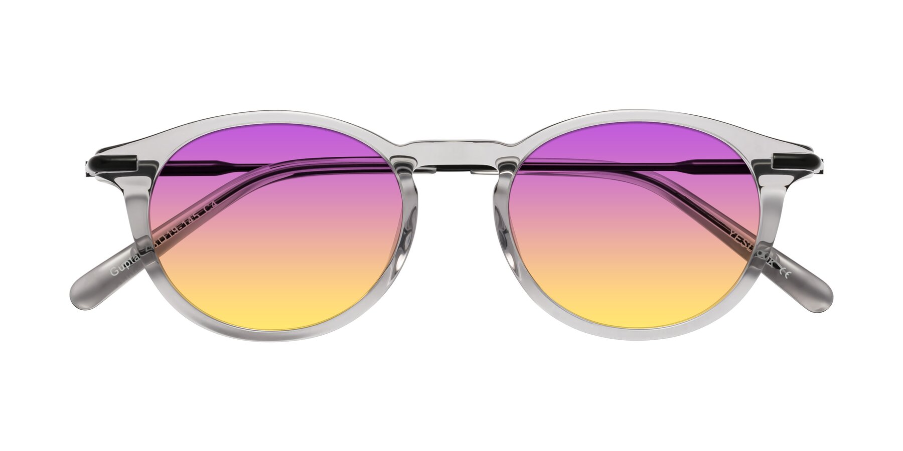 Folded Front of Gupta in Transparent Gray with Purple / Yellow Gradient Lenses