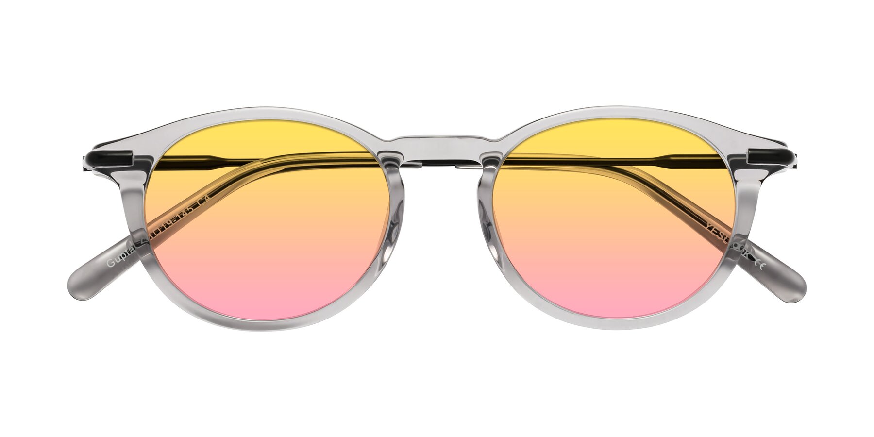 Folded Front of Gupta in Transparent Gray with Yellow / Pink Gradient Lenses