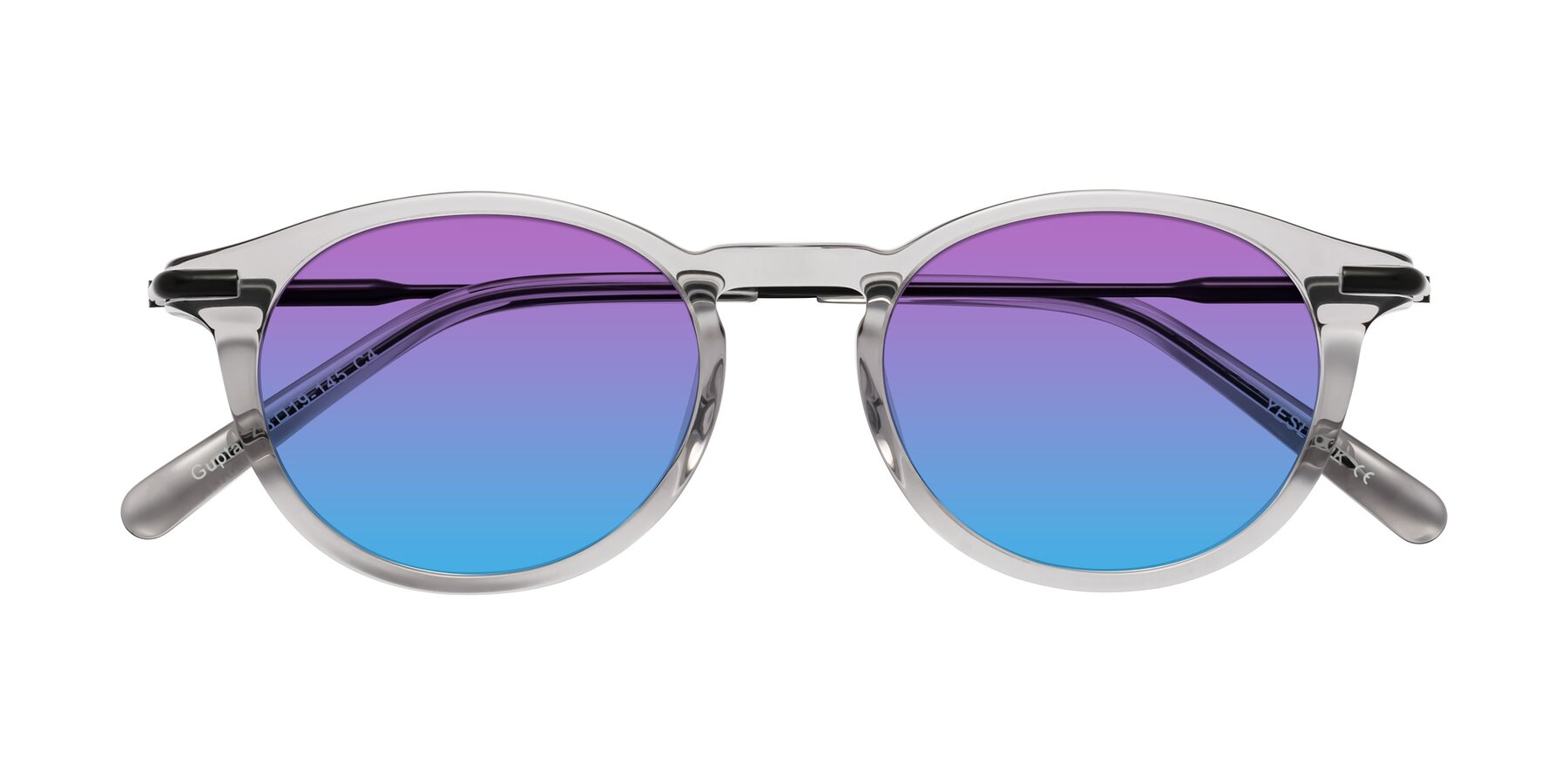 Folded Front of Gupta in Transparent Gray with Purple / Blue Gradient Lenses