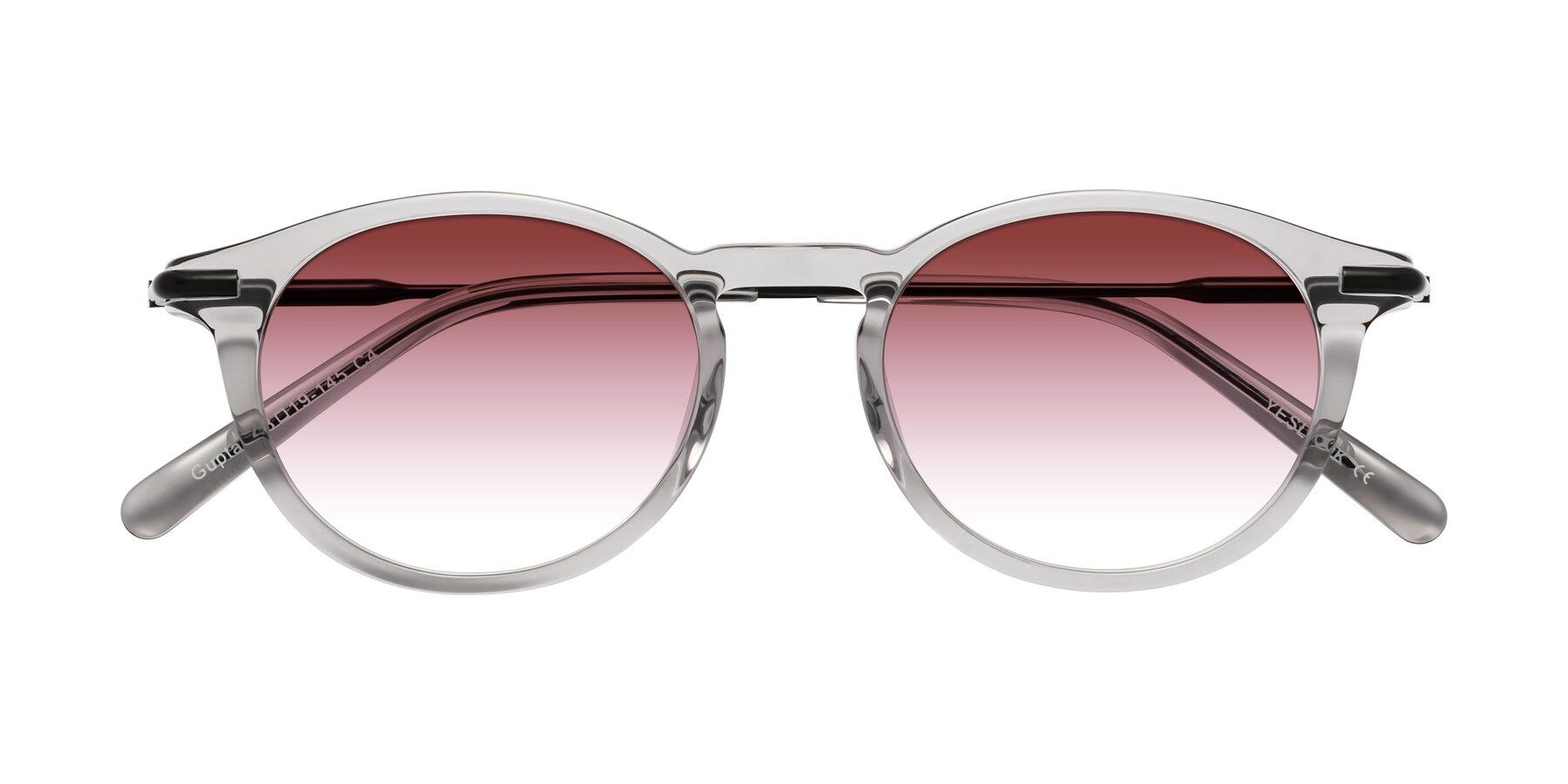 Folded Front of Gupta in Transparent Gray with Garnet Gradient Lenses