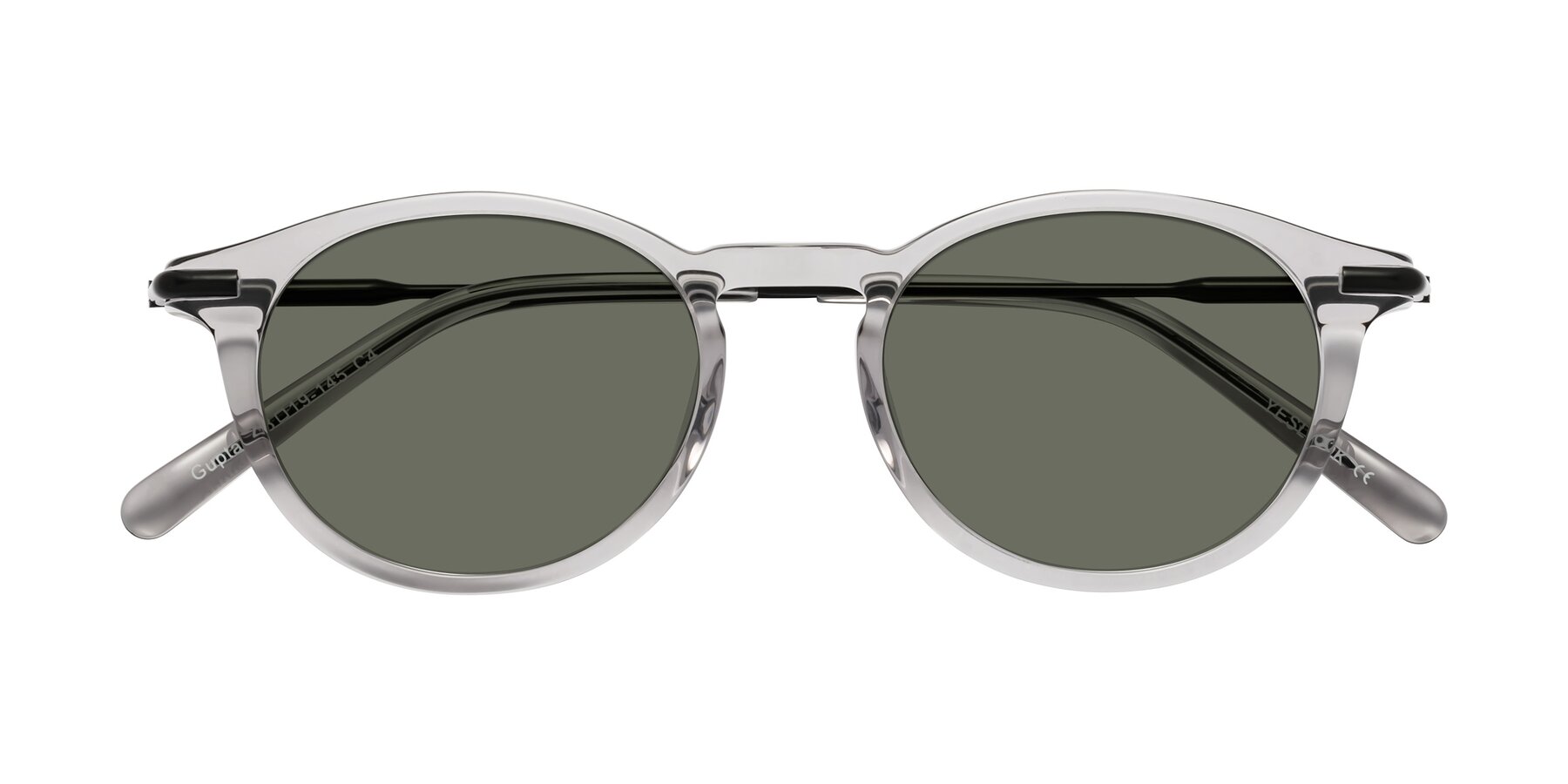 Folded Front of Gupta in Transparent Gray with Gray Polarized Lenses