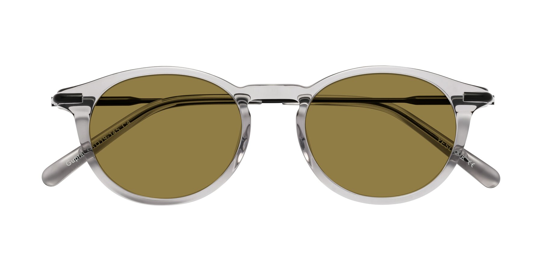 Folded Front of Gupta in Transparent Gray with Brown Polarized Lenses