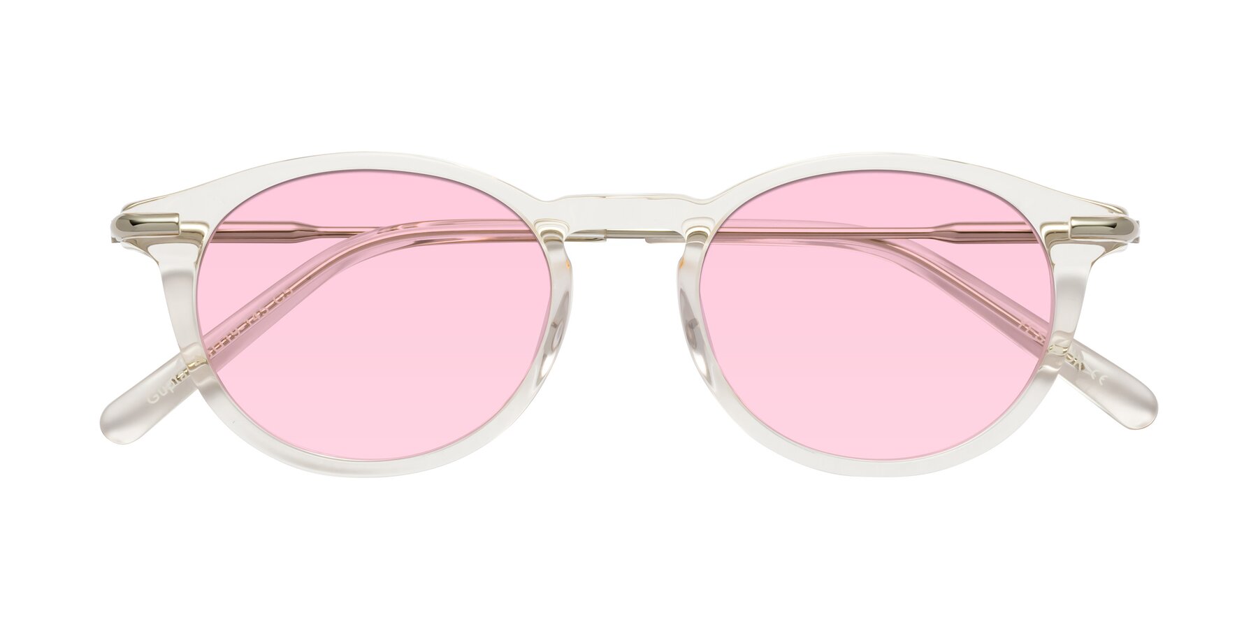 Folded Front of Gupta in Clear with Light Pink Tinted Lenses