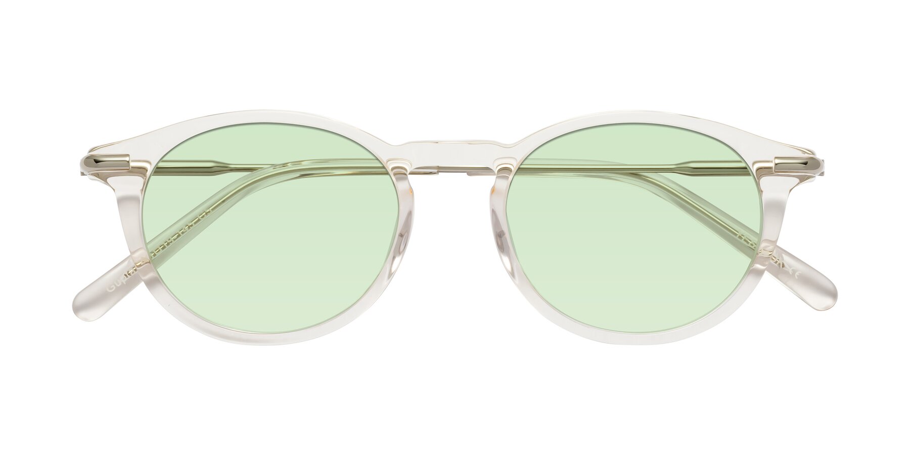 Folded Front of Gupta in Clear with Light Green Tinted Lenses
