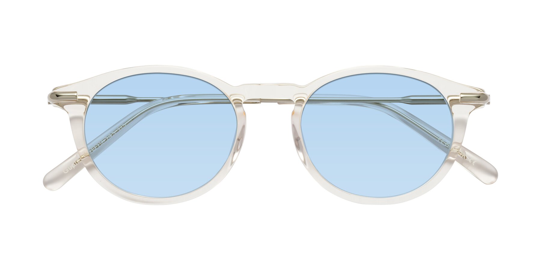 Folded Front of Gupta in Clear with Light Blue Tinted Lenses