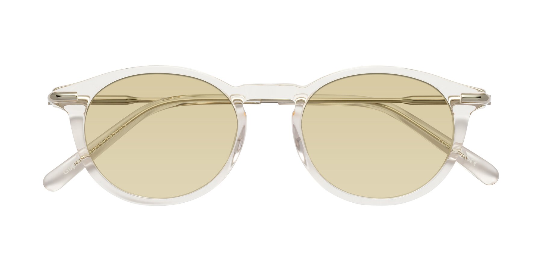 Folded Front of Gupta in Clear with Light Champagne Tinted Lenses