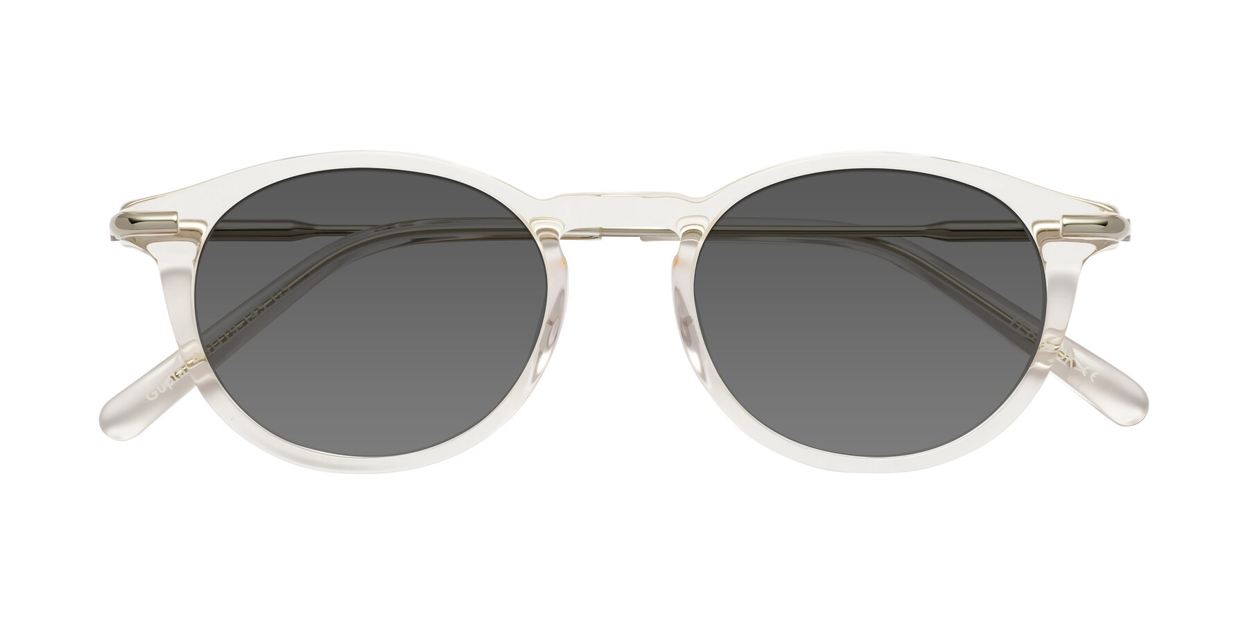 Folded Front of Gupta in Clear with Medium Gray Tinted Lenses