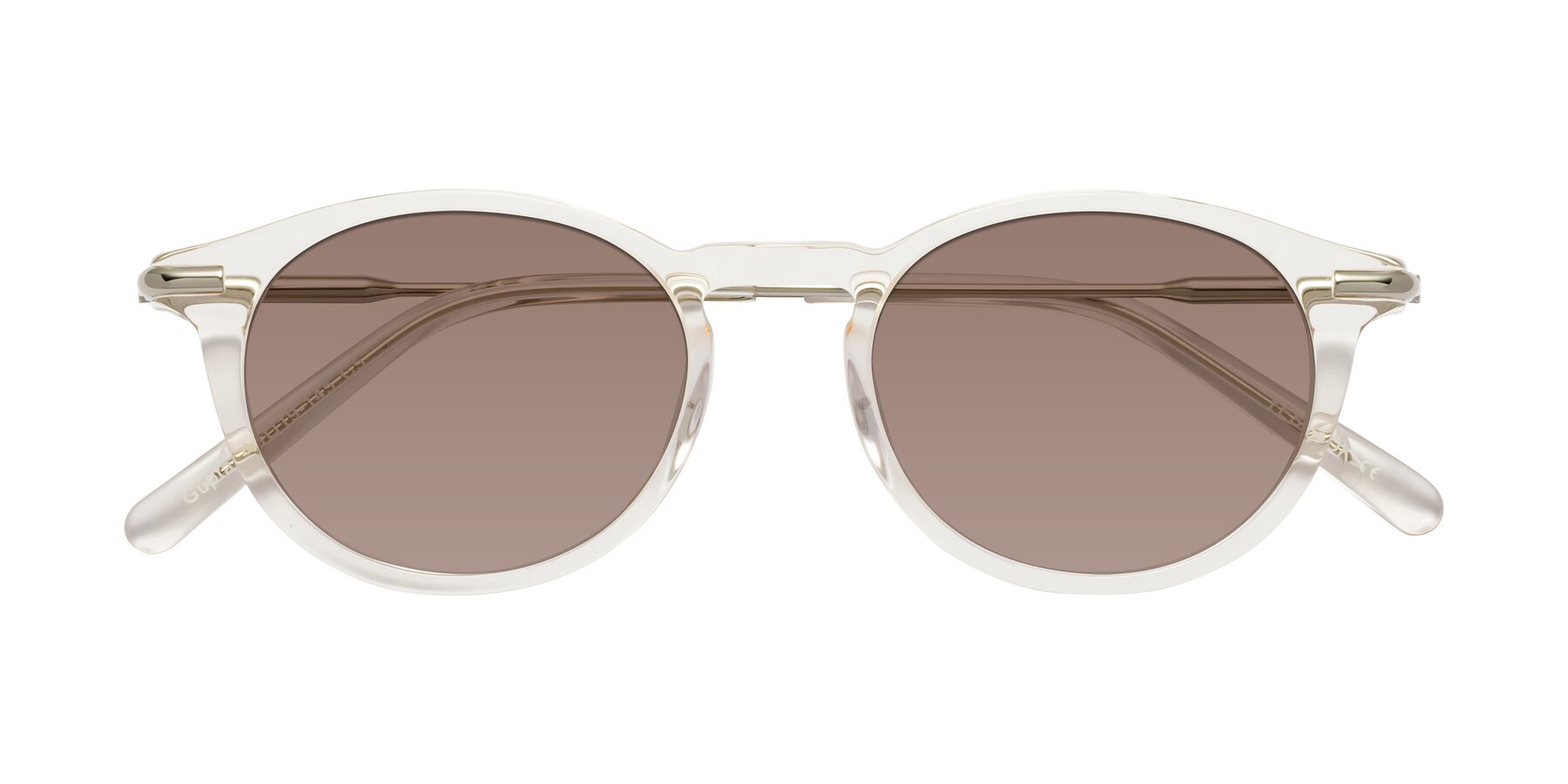 Folded Front of Gupta in Clear with Medium Brown Tinted Lenses
