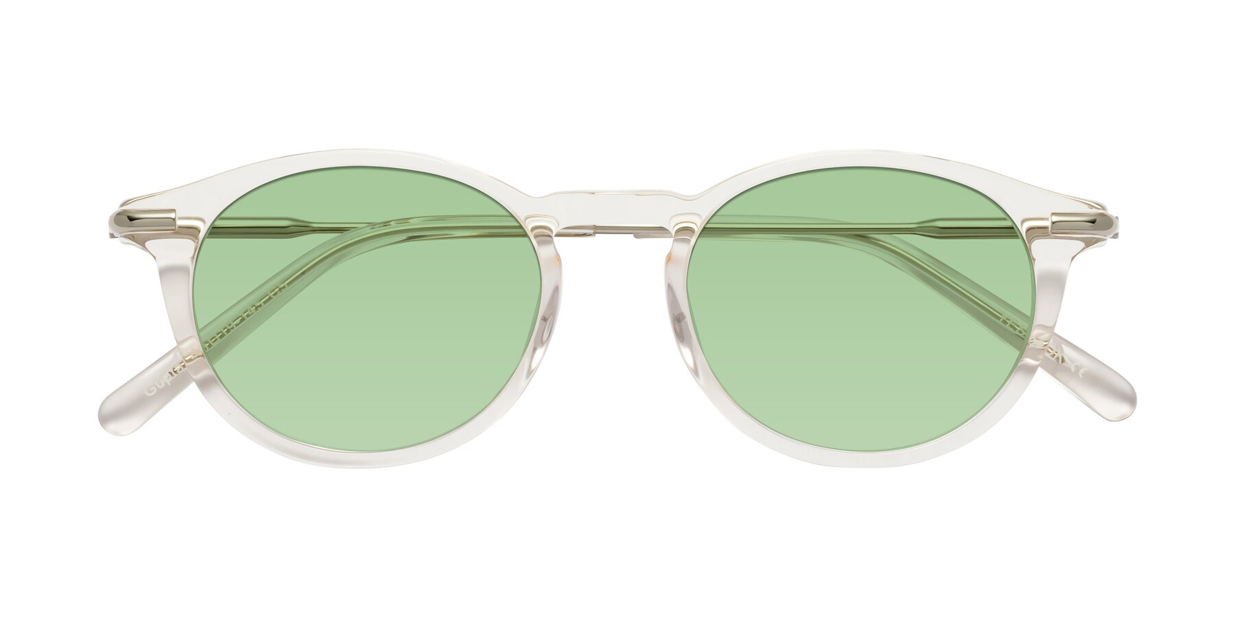Folded Front of Gupta in Clear with Medium Green Tinted Lenses