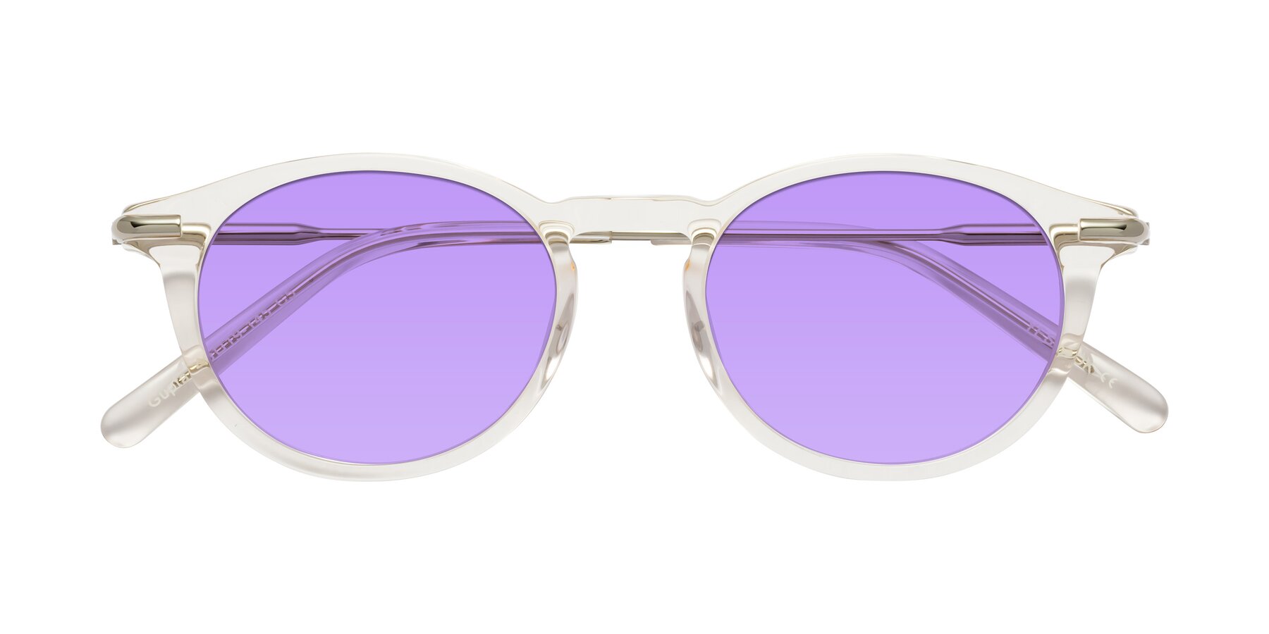 Folded Front of Gupta in Clear with Medium Purple Tinted Lenses