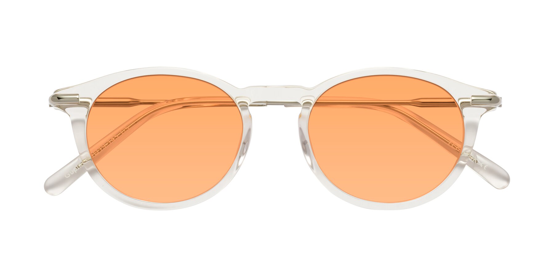 Folded Front of Gupta in Clear with Medium Orange Tinted Lenses