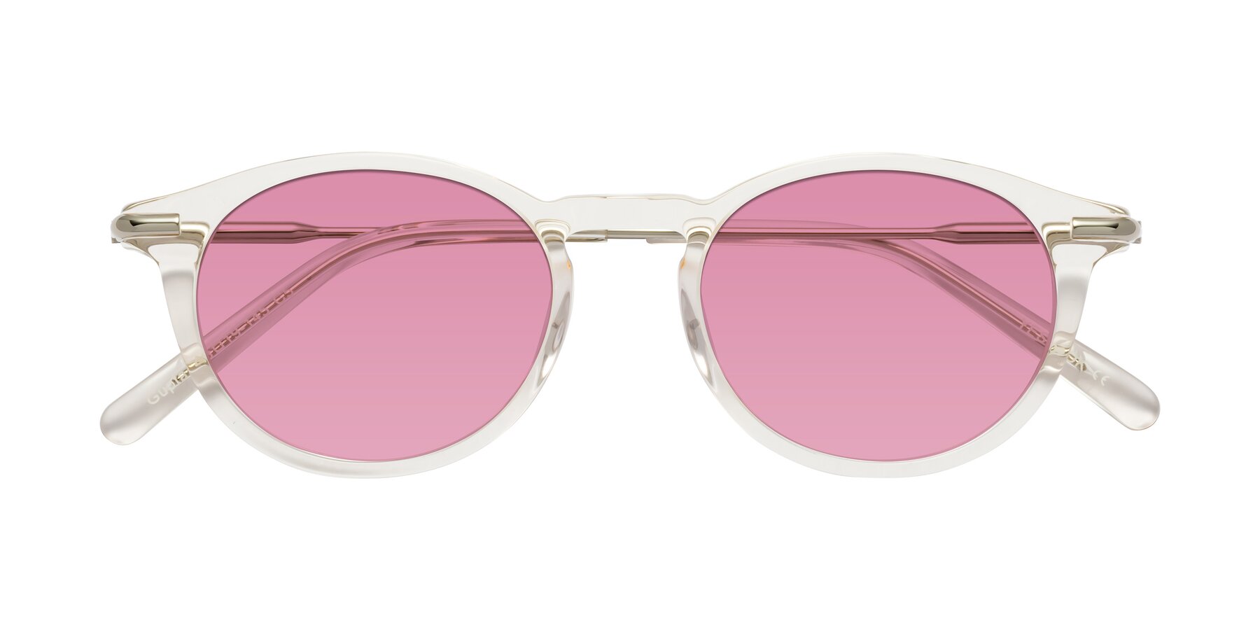 Folded Front of Gupta in Clear with Medium Wine Tinted Lenses
