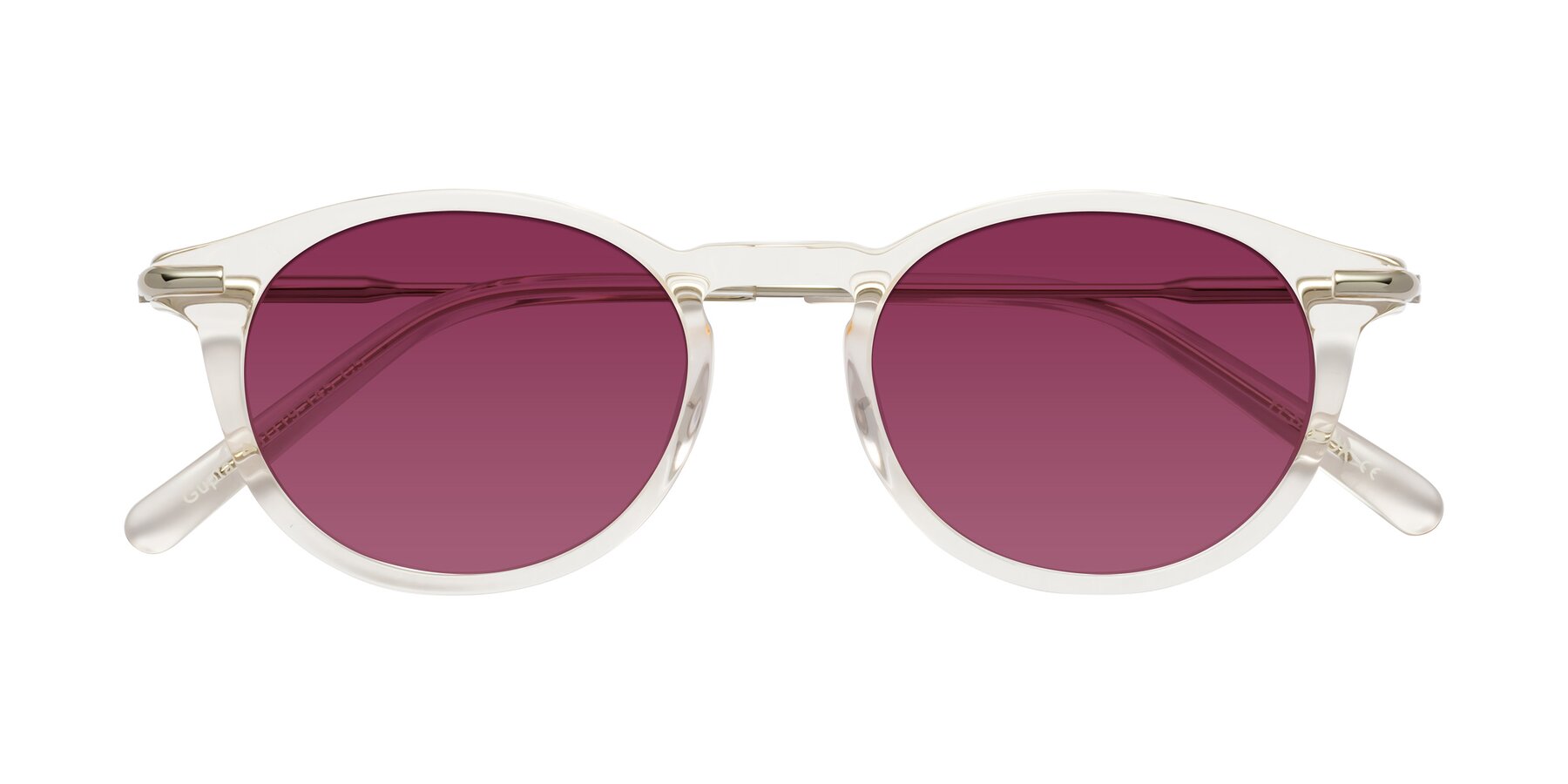 Folded Front of Gupta in Clear with Wine Tinted Lenses