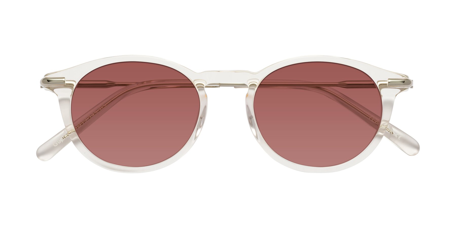 Folded Front of Gupta in Clear with Garnet Tinted Lenses
