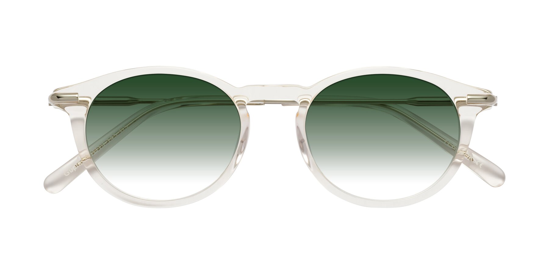 Folded Front of Gupta in Clear with Green Gradient Lenses