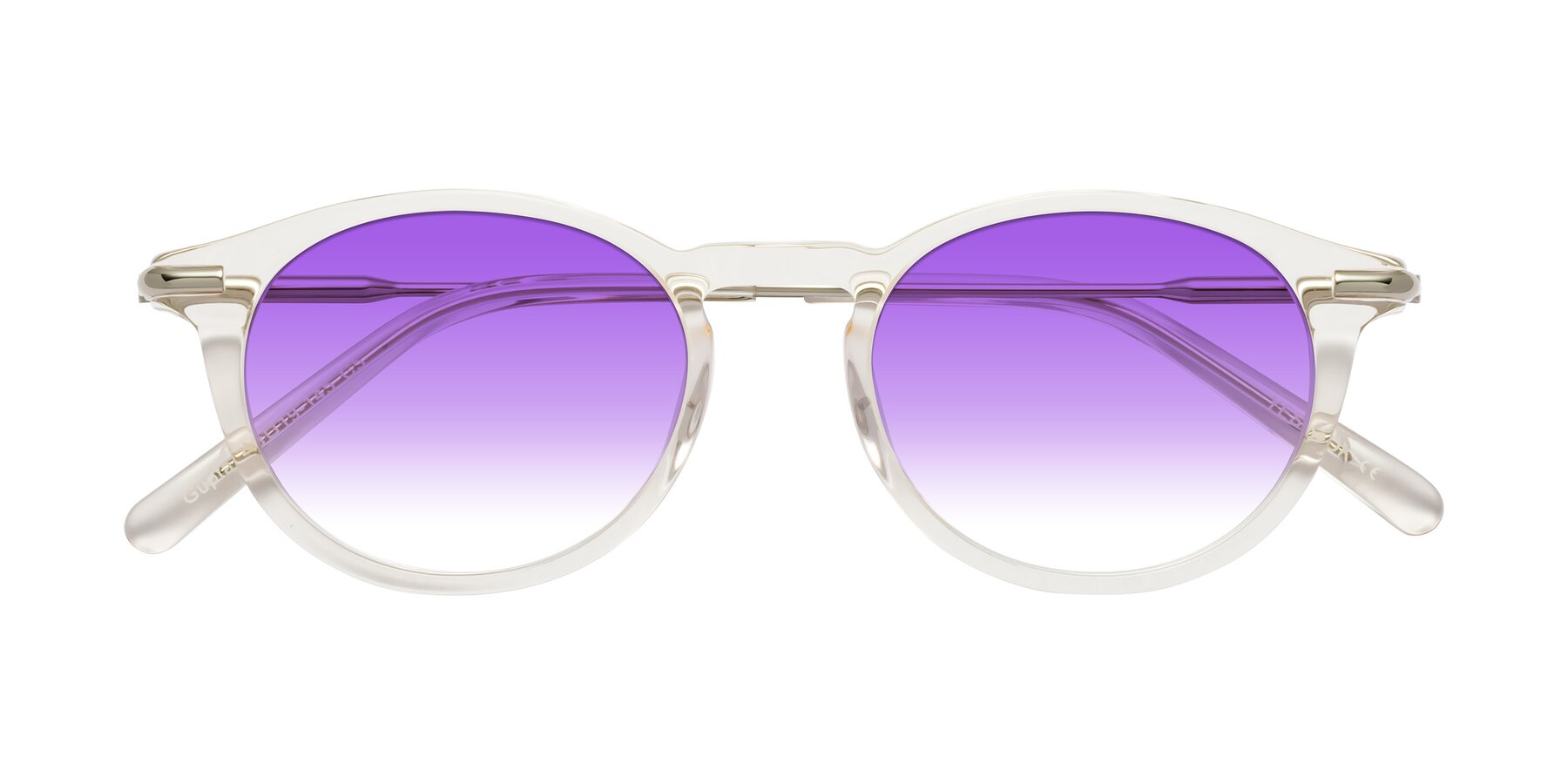 Folded Front of Gupta in Clear with Purple Gradient Lenses
