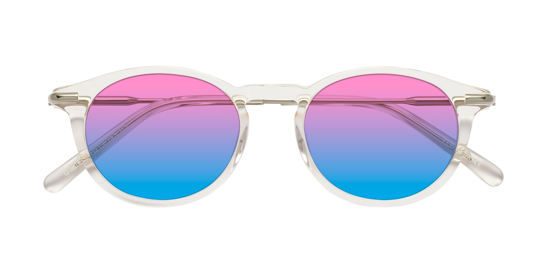 Folded Front of Gupta in Clear with Pink / Blue Gradient Lenses