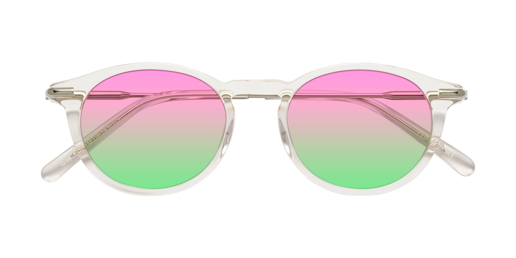 Folded Front of Gupta in Clear with Pink / Green Gradient Lenses
