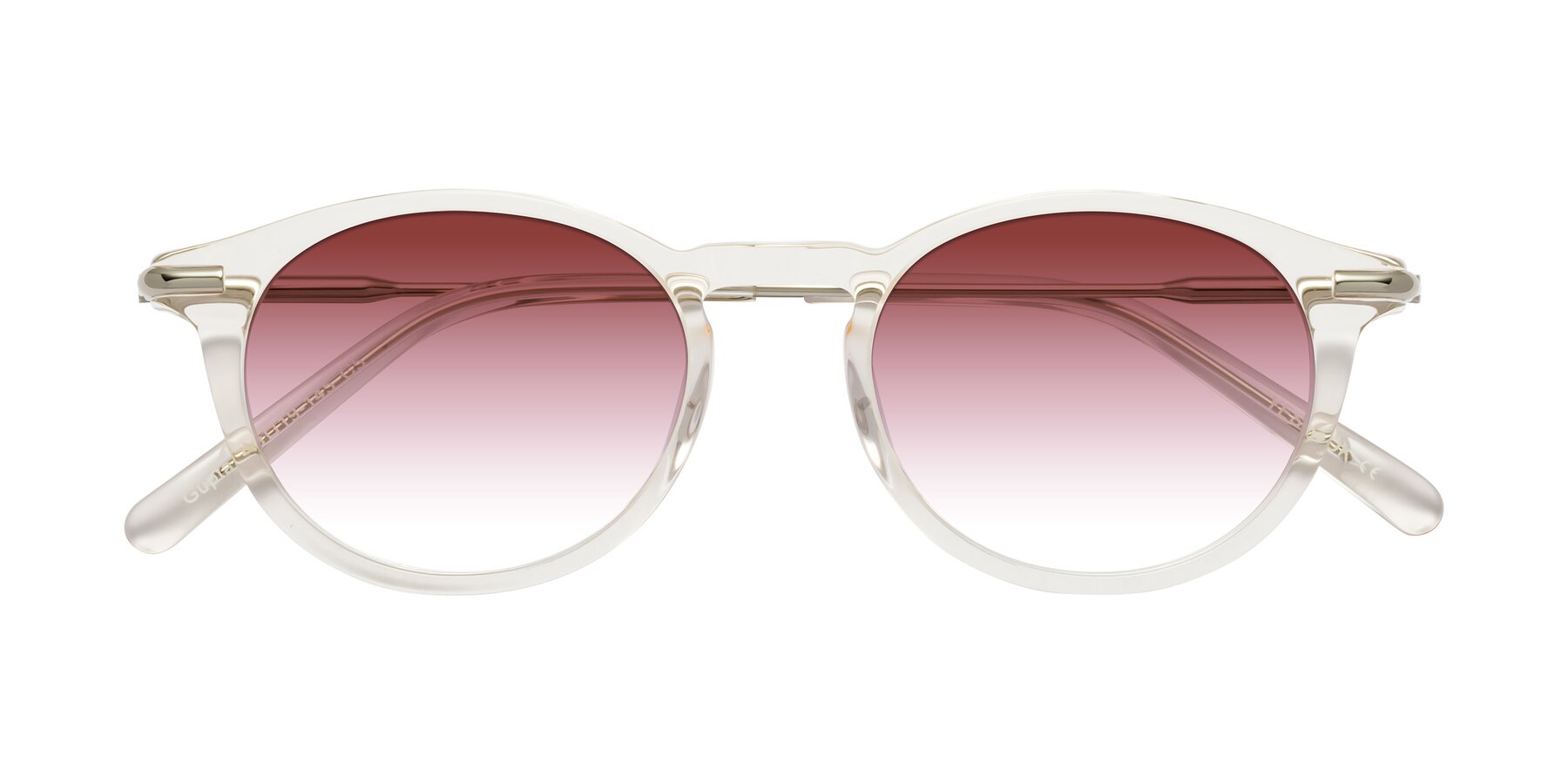 Folded Front of Gupta in Clear with Garnet Gradient Lenses