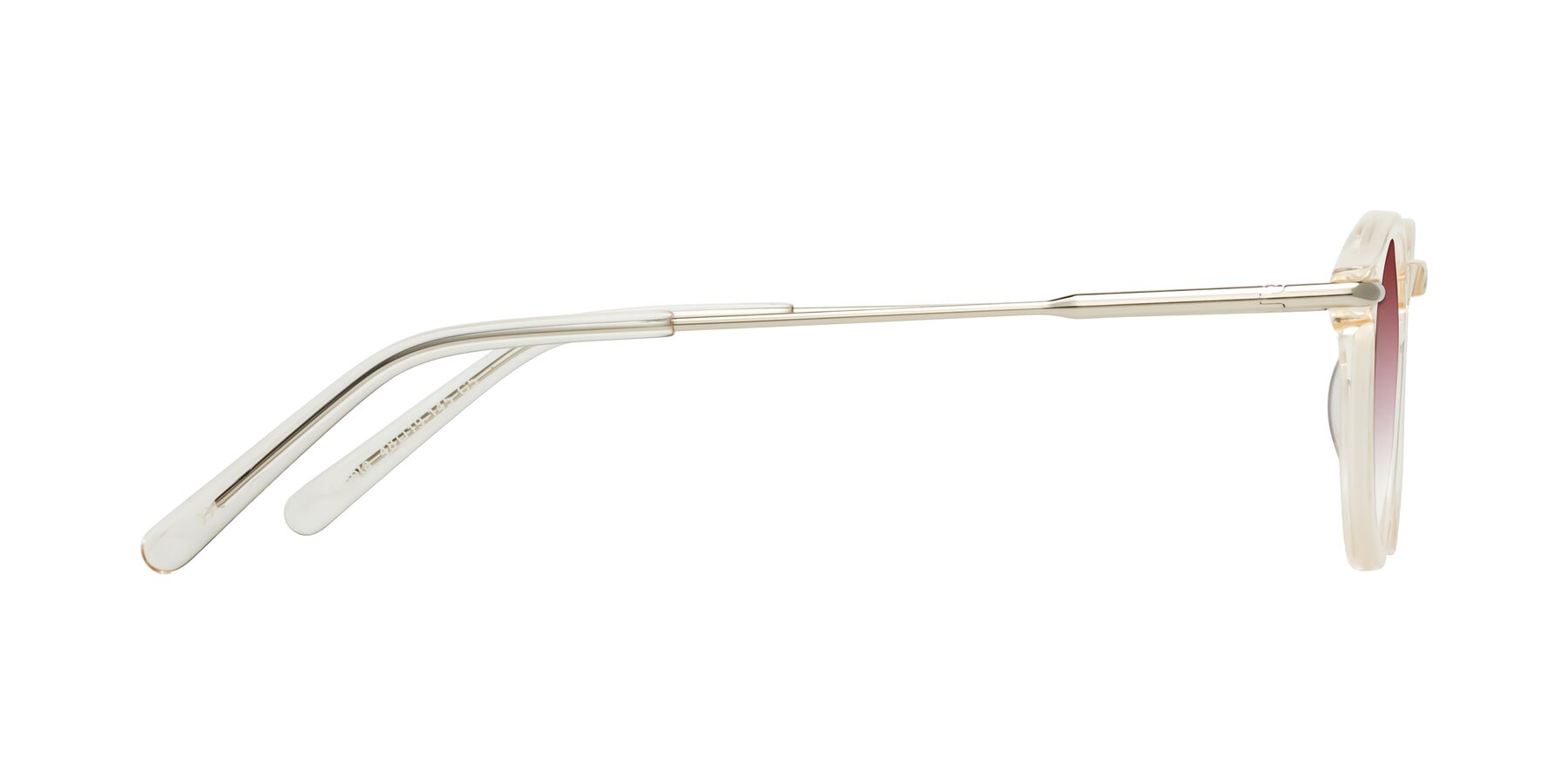 Side of Gupta in Clear with Garnet Gradient Lenses