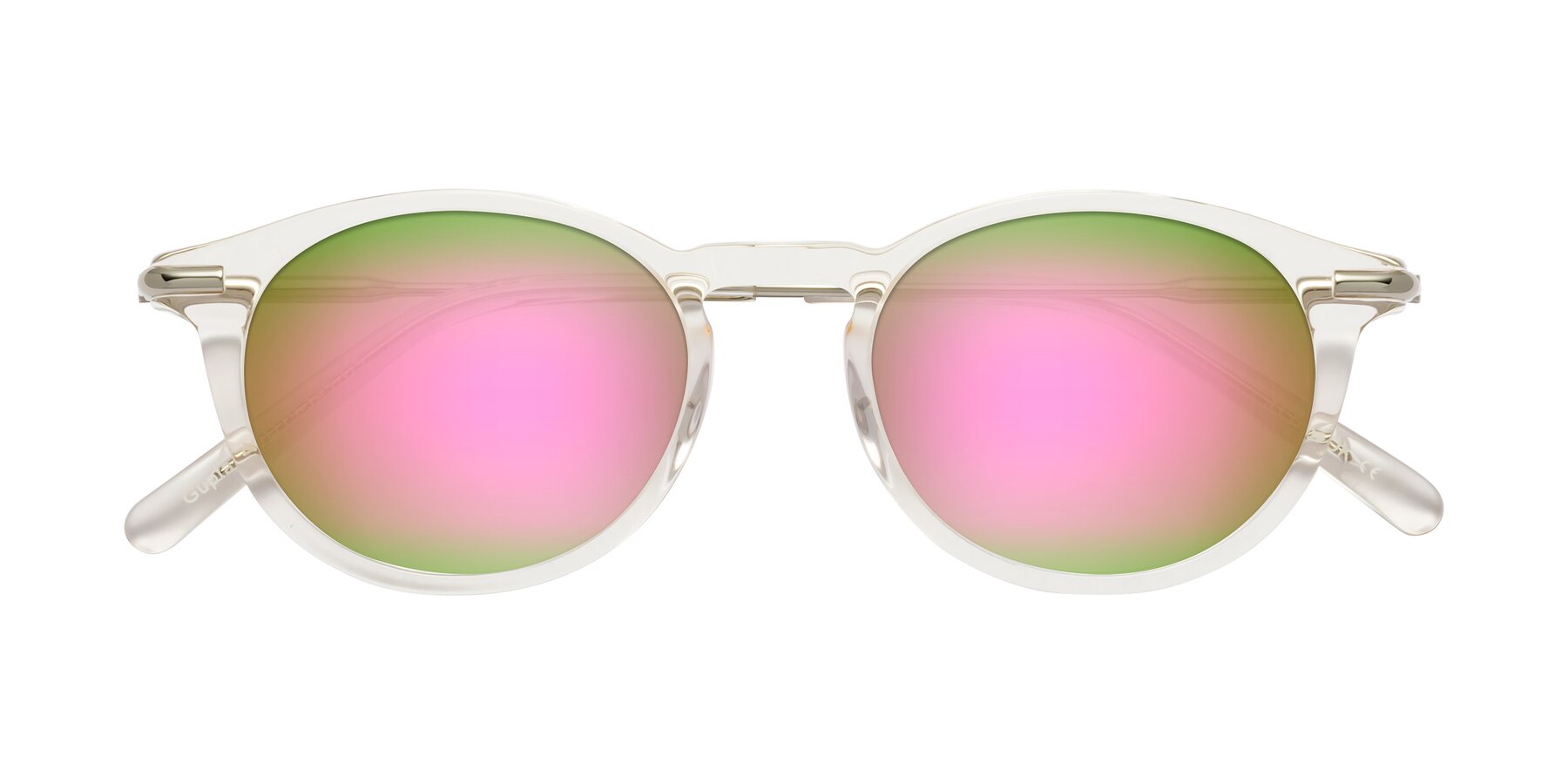 Folded Front of Gupta in Clear with Pink Mirrored Lenses