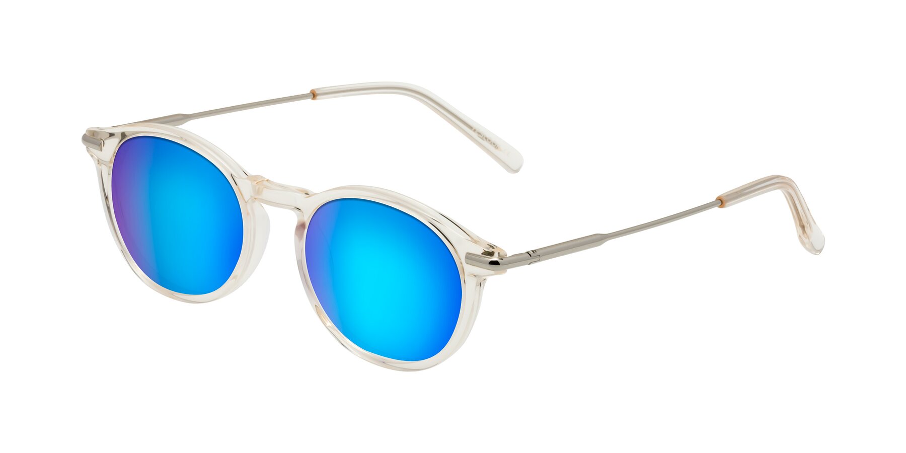 Angle of Gupta in Clear with Blue Mirrored Lenses