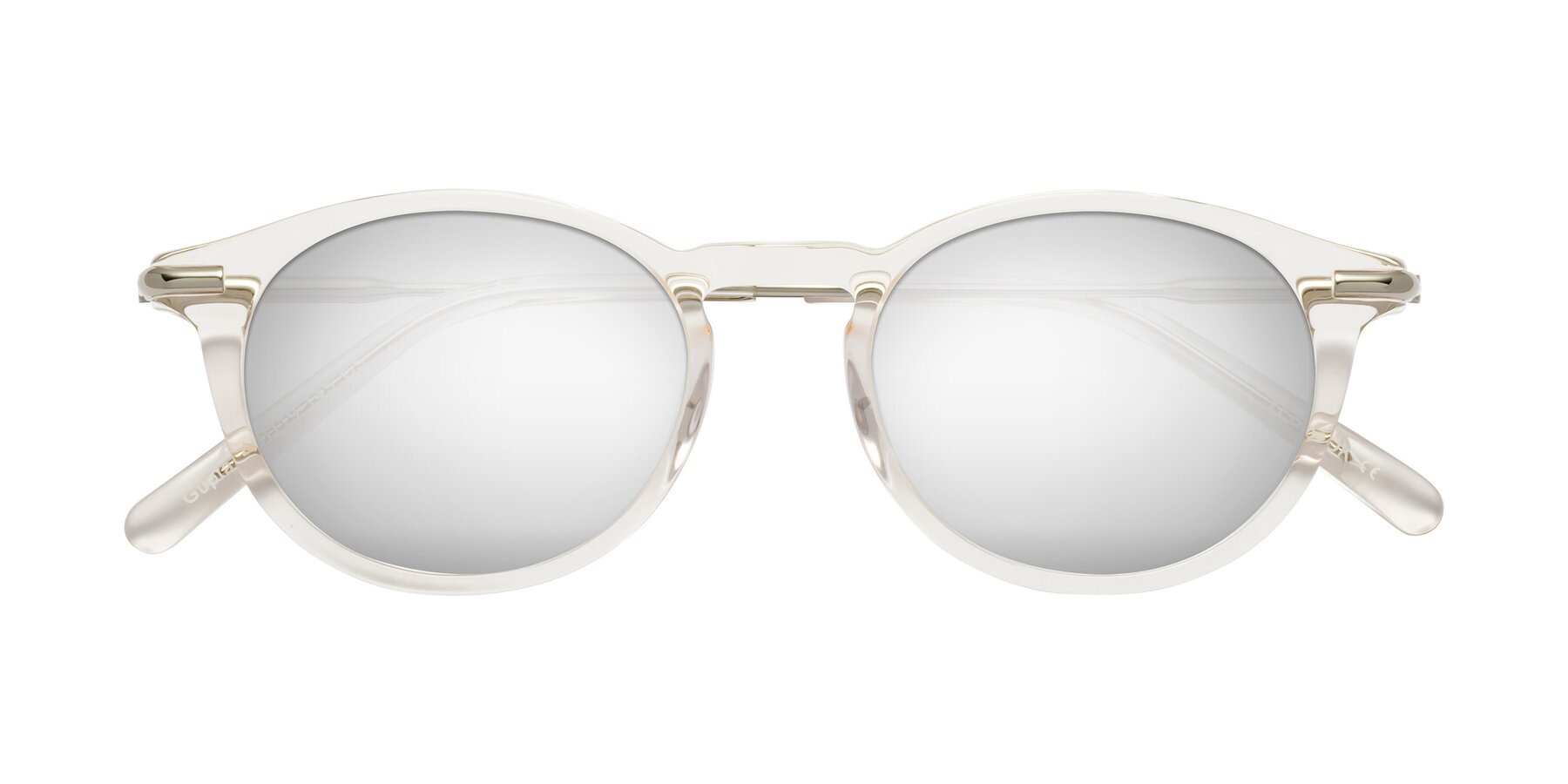 Folded Front of Gupta in Clear with Silver Mirrored Lenses