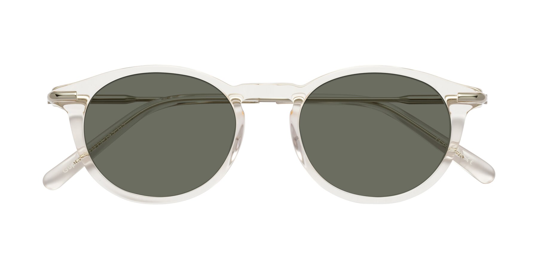 Folded Front of Gupta in Clear with Gray Polarized Lenses