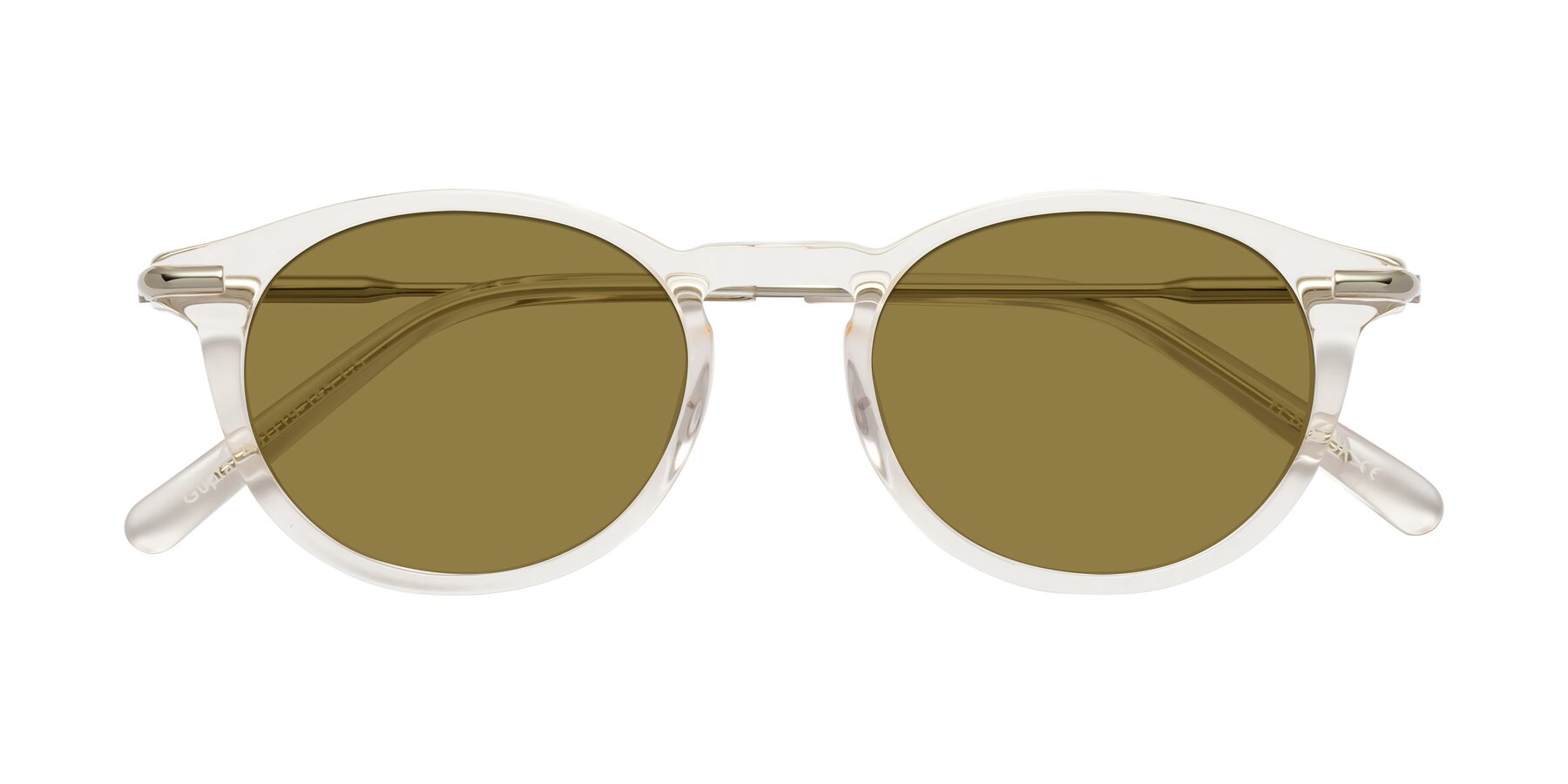 Folded Front of Gupta in Clear with Brown Polarized Lenses