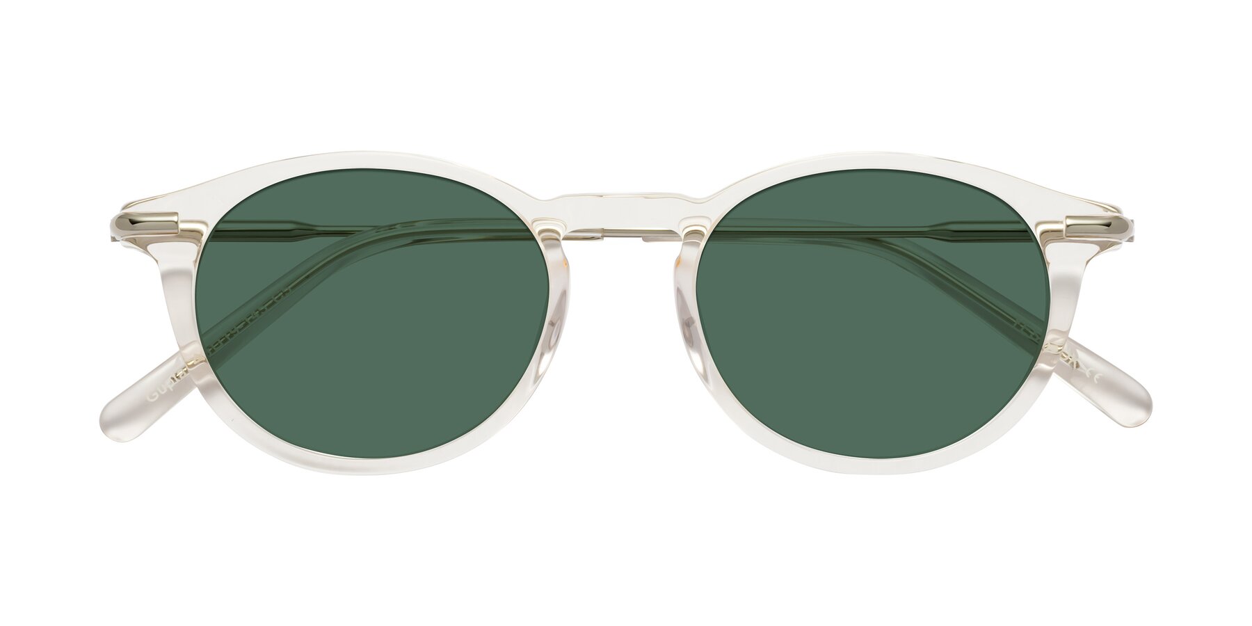 Folded Front of Gupta in Clear with Green Polarized Lenses