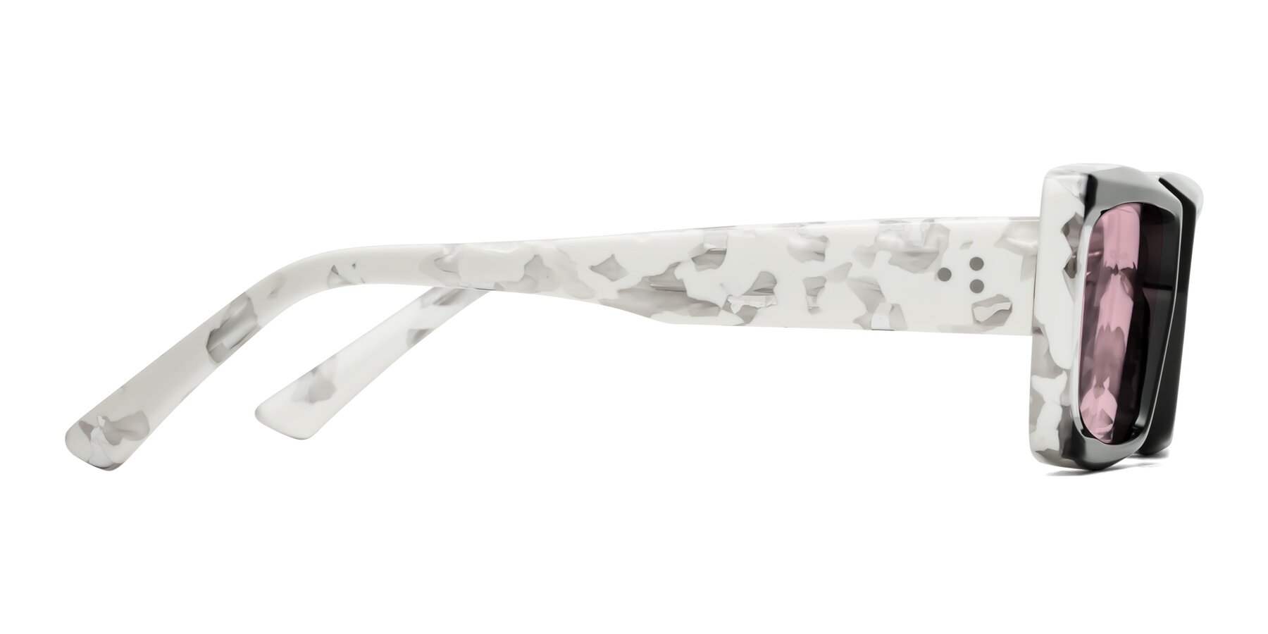 Side of Hasan in Black-White Tortoise with Light Pink Tinted Lenses