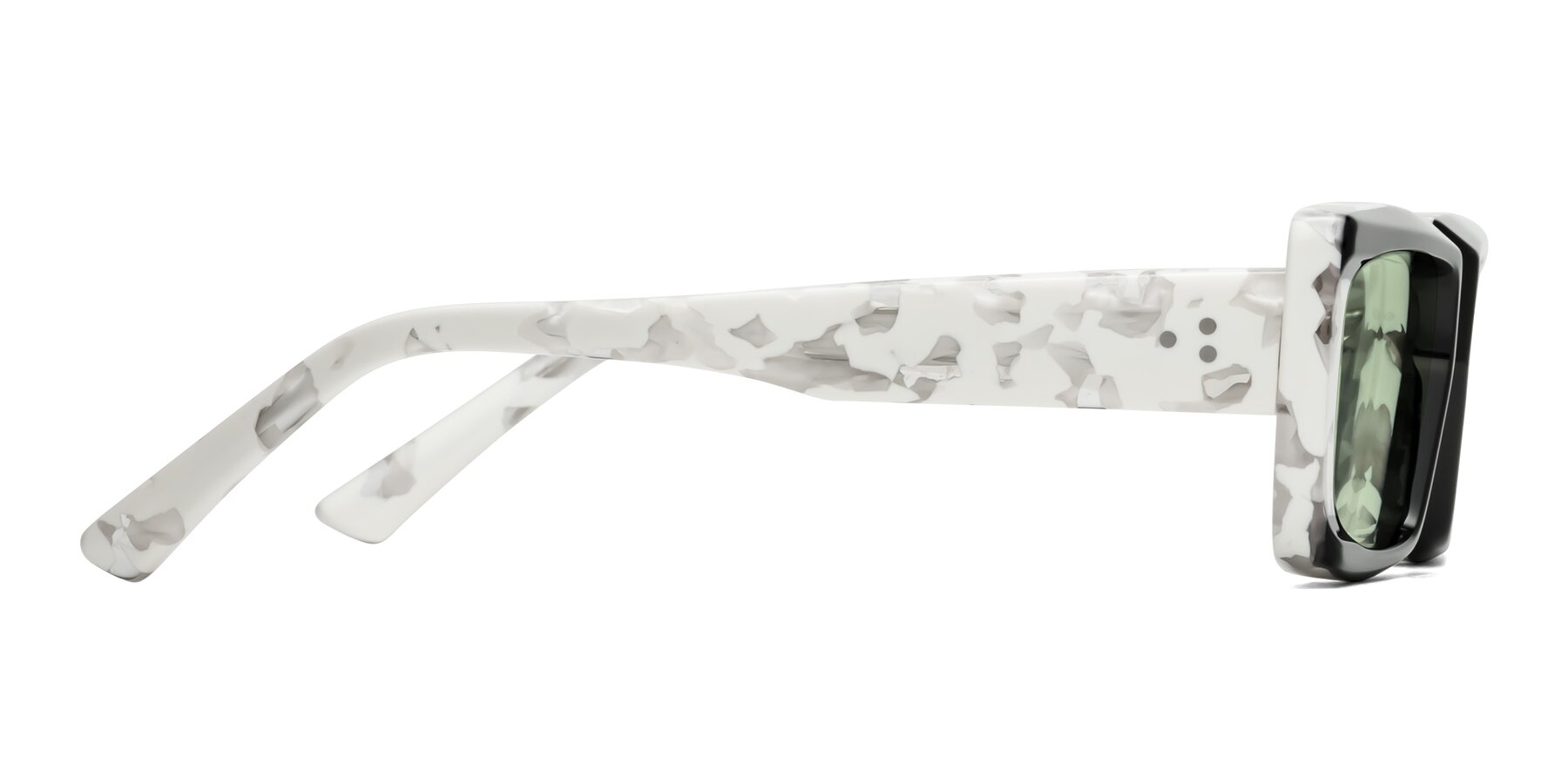 Side of Hasan in Black-White Tortoise with Light Green Tinted Lenses