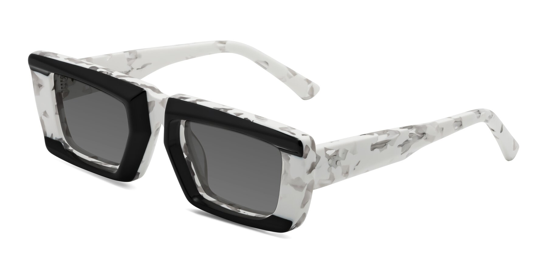 Angle of Hasan in Black-White Tortoise with Medium Gray Tinted Lenses