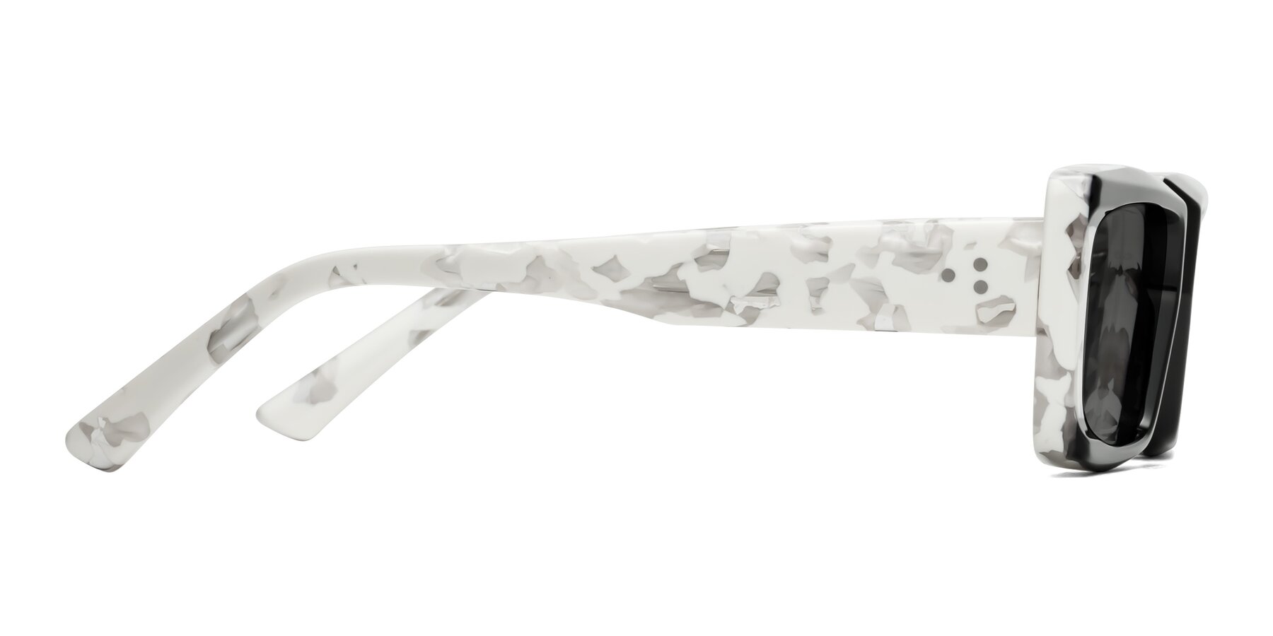 Side of Hasan in Black-White Tortoise with Medium Gray Tinted Lenses
