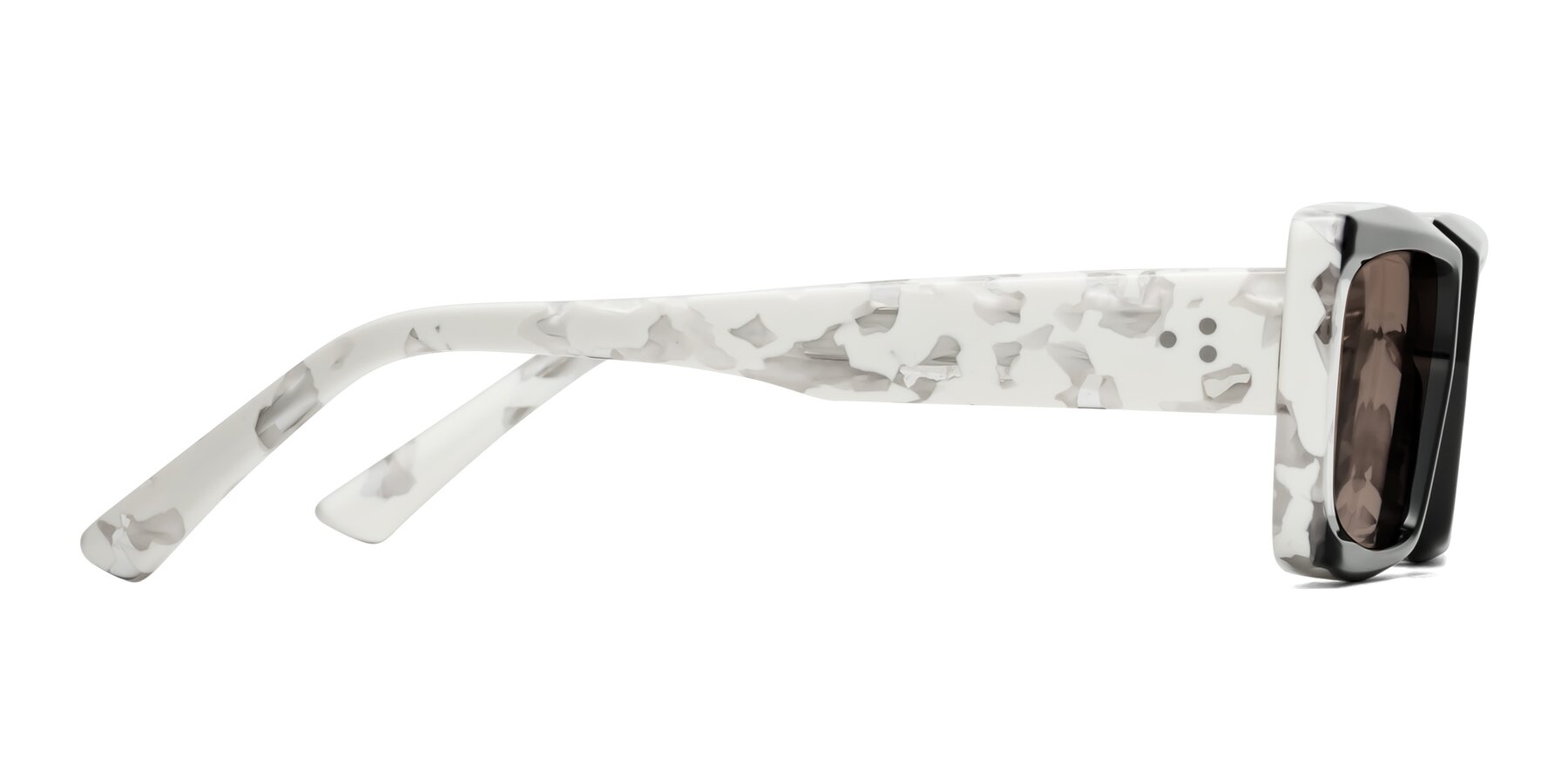 Side of Hasan in Black-White Tortoise with Medium Brown Tinted Lenses