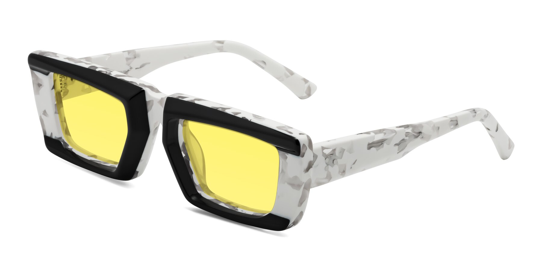 Angle of Hasan in Black-White Tortoise with Medium Yellow Tinted Lenses